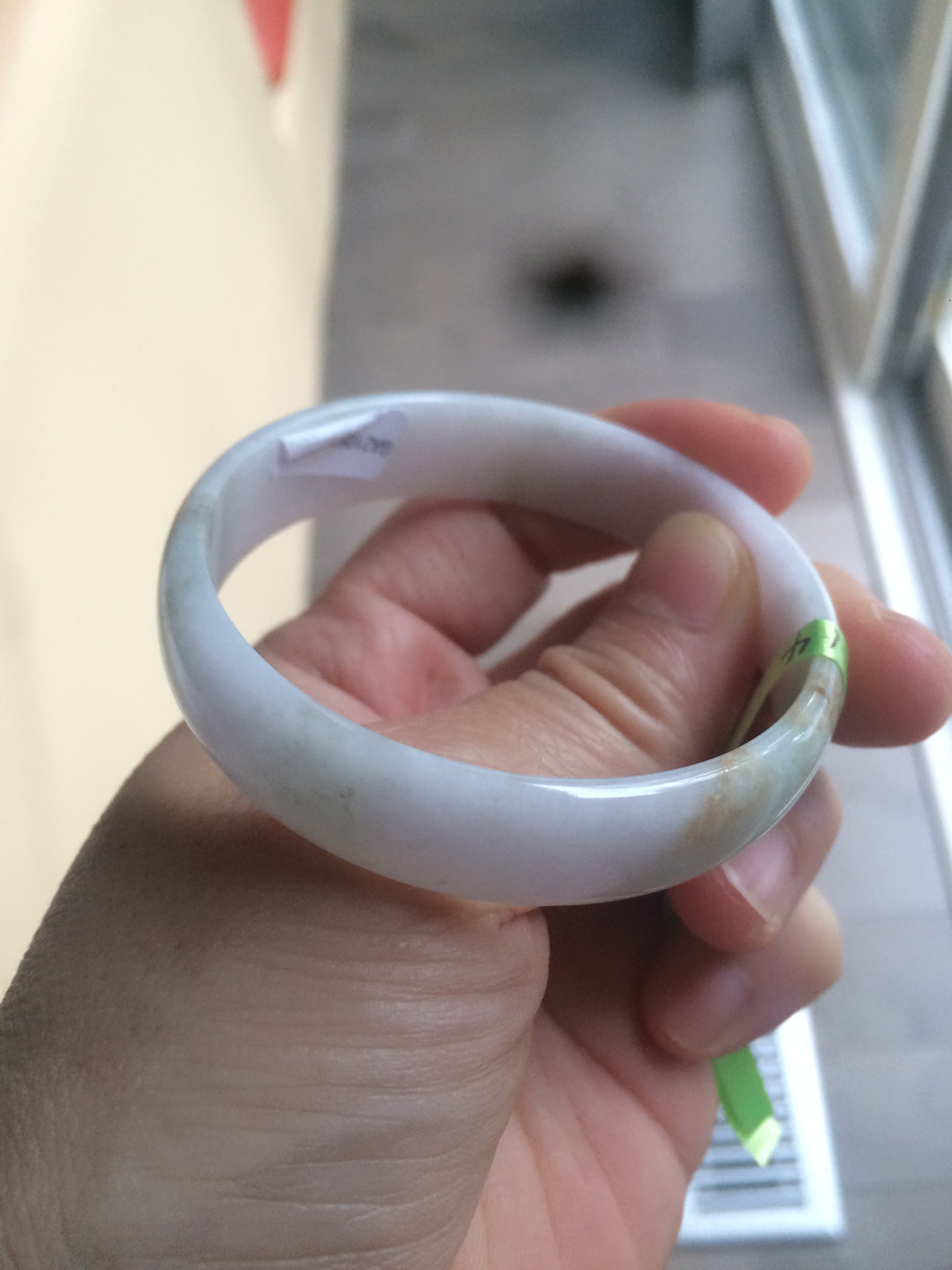 52.6mm certified Type A 100% Natural white/pink/green/yellow thin Jadeite Jade bangle AB5-9116