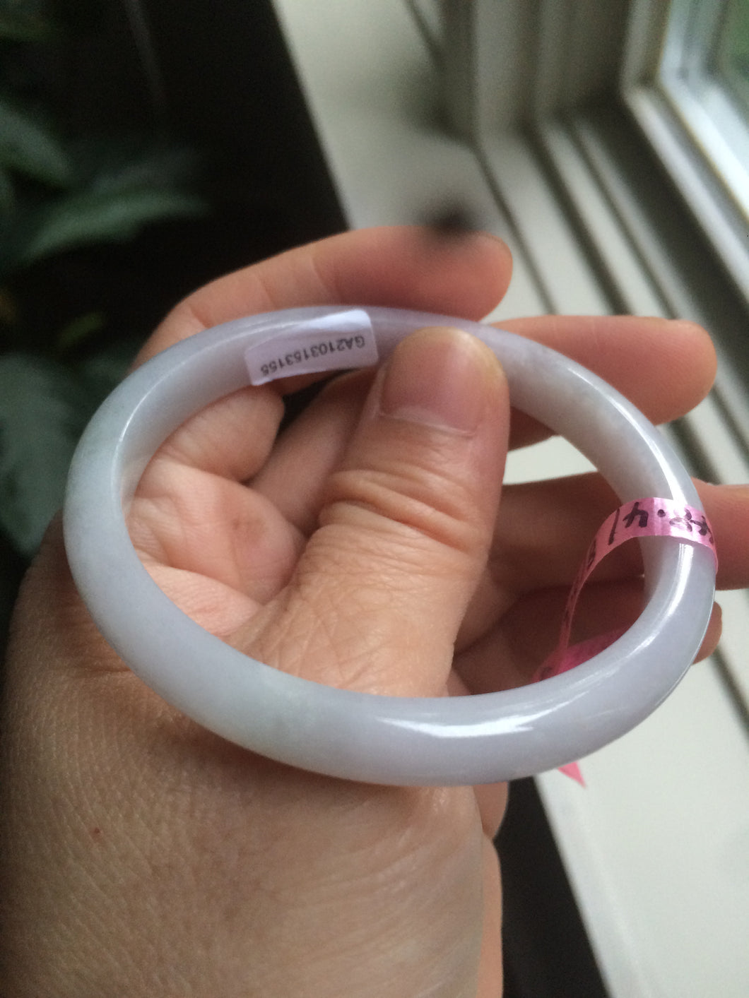 51.3mm Certified Type A 100% Natural light purple jadeite jade bangle U12-3156