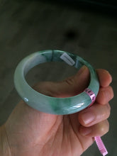 Load image into Gallery viewer, 57mm certified Type A 100% Natural watery sunny green/white Jadeite Jade bangle Q37-0107
