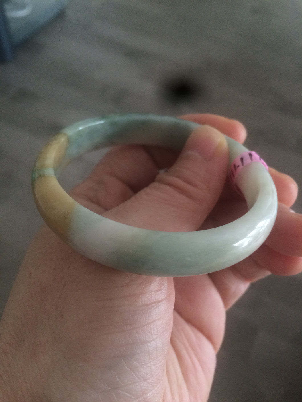 52.6mm 100% natural Type A green/yellow/white jadeite jade bangle Z16