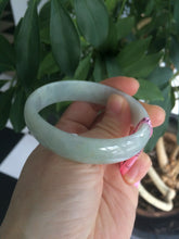 Load image into Gallery viewer, 52mm Certified Type A 100% Natural light green/white oval Jadeite Jade bangle Z42-2349
