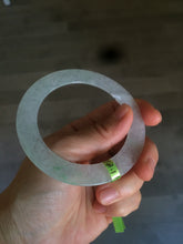 Load image into Gallery viewer, 55.8mm Certified Type A 100% Natural icy sunny green/white super thin style Jadeite bangle U59-0428
