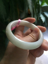 Load image into Gallery viewer, 57.2mm certified Type A 100% Natural light green/white Jadeite Jade bangle  AB21-6215
