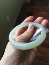 Load image into Gallery viewer, 54.7mm 100% Natural fresh icy light green frosted glass polished nephrite Hetian Jade bangle J37-0081
