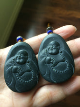 Load image into Gallery viewer, 100% Natural dark green happy buddha nephrite Jade pendant Group KP-1,2,3,4
