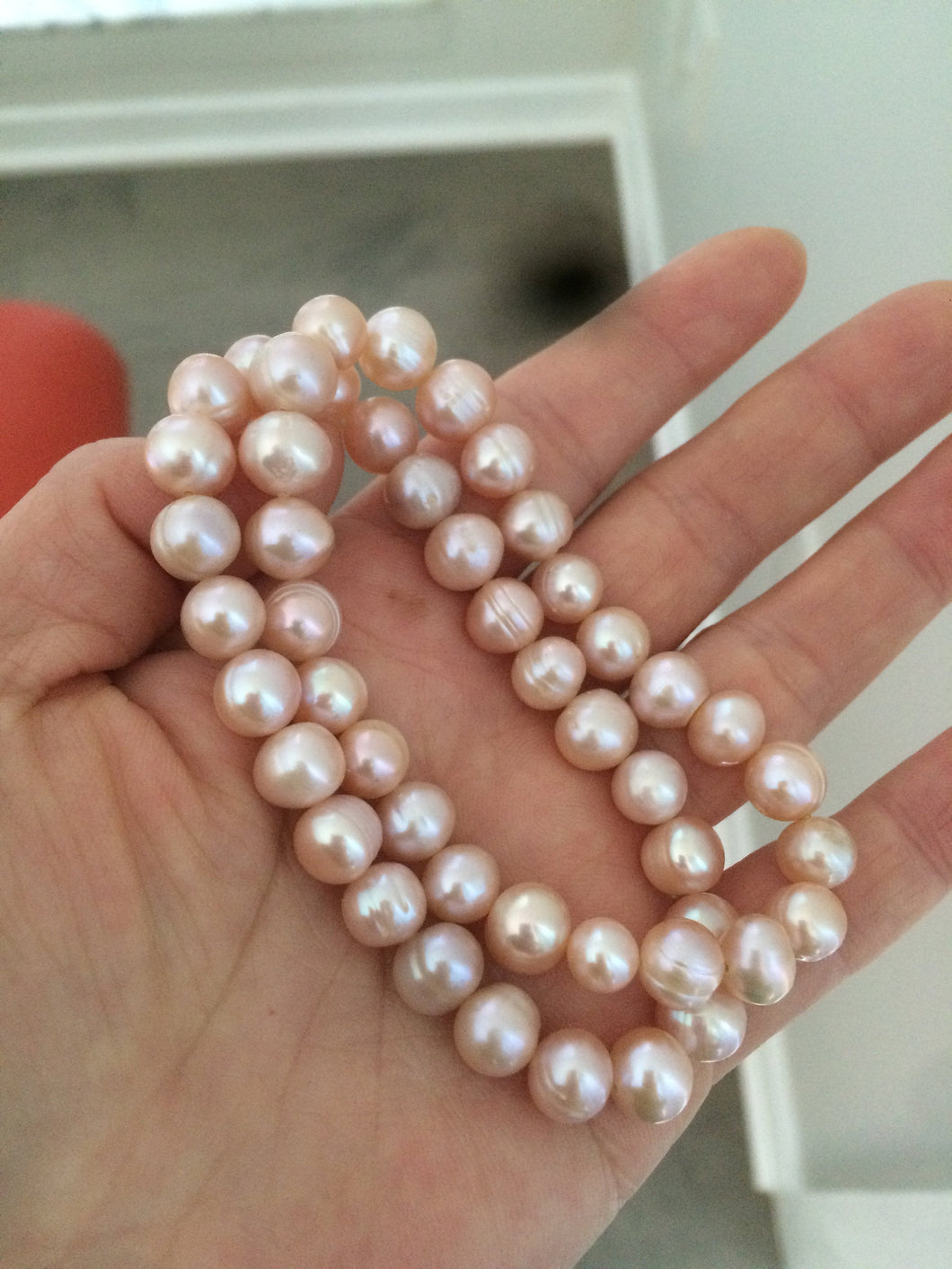 2 pieces Genuine cultured 8-8.5mm freshwater high luster reflective pink pearl bracelet PB-2