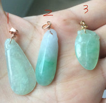Load image into Gallery viewer, Sale! Add on item Not sale individually! 100% Natural icy green blessed melon Jadeite Jade pendant (with pendant holder not chain) group R
