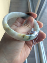 Load image into Gallery viewer, Certified Type A 100% Natural white/green flying flowers Jadeite Jade bangle 57mm  J70-6275

