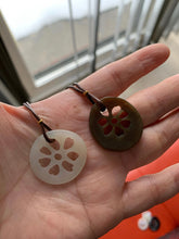 Load image into Gallery viewer, Certified 100% Natural nephrite Hetian beige/brown cutout lotus couple pendant pair RP-3
