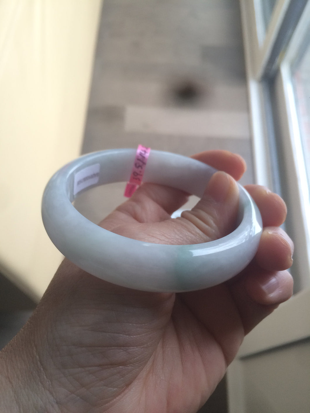 Certified Type A 100% Natural green/white Jadeite Jade bangle 59mm W5-7508