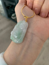 Load image into Gallery viewer, 100% Natural super icy watery light green/white happy buddha jadeite Jade pendant necklace WP-1

