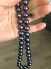 Load image into Gallery viewer, AAA+ 10.3mm Cultured freshwater black/peacock pearl the princess length strand necklace WP-10
