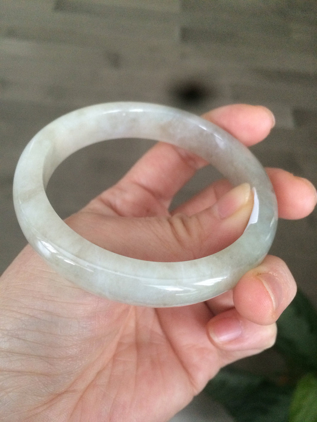 Certified Type A 100% Natural green/white Jadeite Jade bangle 57.4mm KS47-1617