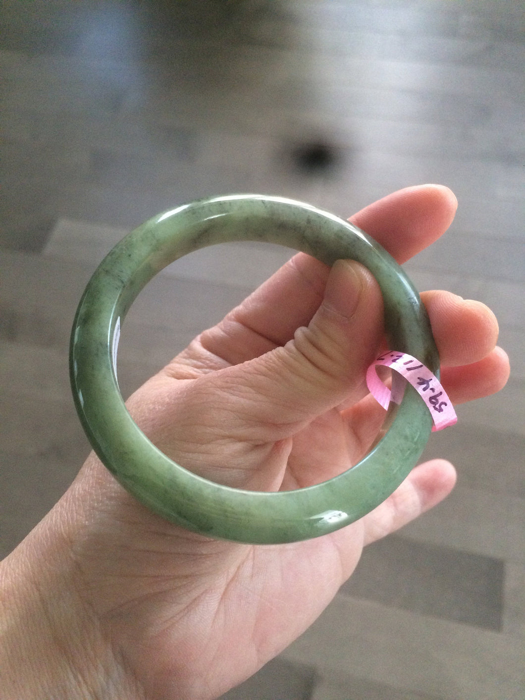 Certified 59.4mm green jadeite jade bangle 100% natural type A R32-6560