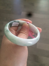 Load image into Gallery viewer, 52mm type A 100% Natural sunny green/white/light purple oval jadeite jade bangle B6
