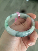 Load image into Gallery viewer, 52mm type A 100% Natural sunny green/white/light purple oval jadeite jade bangle B6
