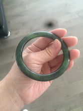 Load image into Gallery viewer, 100% Natural 57.5mm dark green nephrite Hetian Jade (和田碧玉) bangle B12
