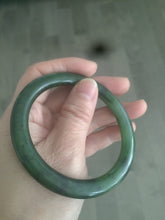 Load image into Gallery viewer, 100% Natural 57.5mm dark green nephrite Hetian Jade (和田碧玉) bangle B12
