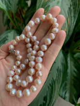 Load image into Gallery viewer, Genuine cultured 7.9-8.5mm freshwater high luster reflective pink pearl necklace  mn-8
