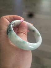 Load image into Gallery viewer, 52mm type A 100% Natural sunny green/white/light purple oval jadeite jade bangle B6
