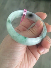 Load image into Gallery viewer, 52mm type A 100% Natural sunny green/white/light purple oval jadeite jade bangle B6
