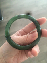 Load image into Gallery viewer, 100% Natural 57.5mm dark green nephrite Hetian Jade (和田碧玉) bangle B12
