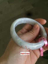 Load image into Gallery viewer, Sale! 54.5mm type A 100% Natural light purple/white/gray Jadeite Jade bangle B29
