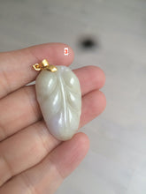 Load image into Gallery viewer, 100% natural type A yellow/purple jadeite jade leaf pendant necklace group AQ58

