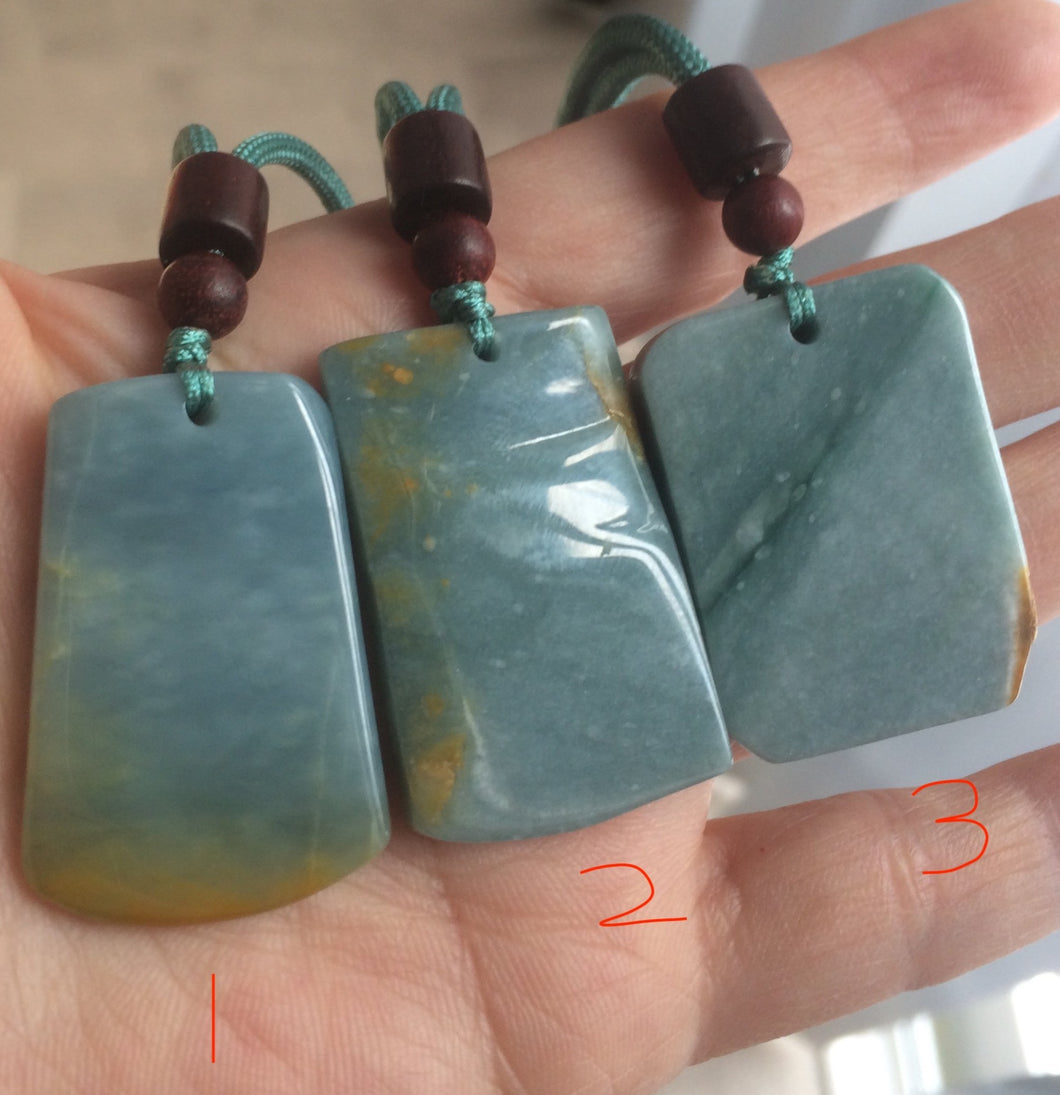 Type A 100% Natural  light blue Jadeite Jade safe and sound pendant group RP-1